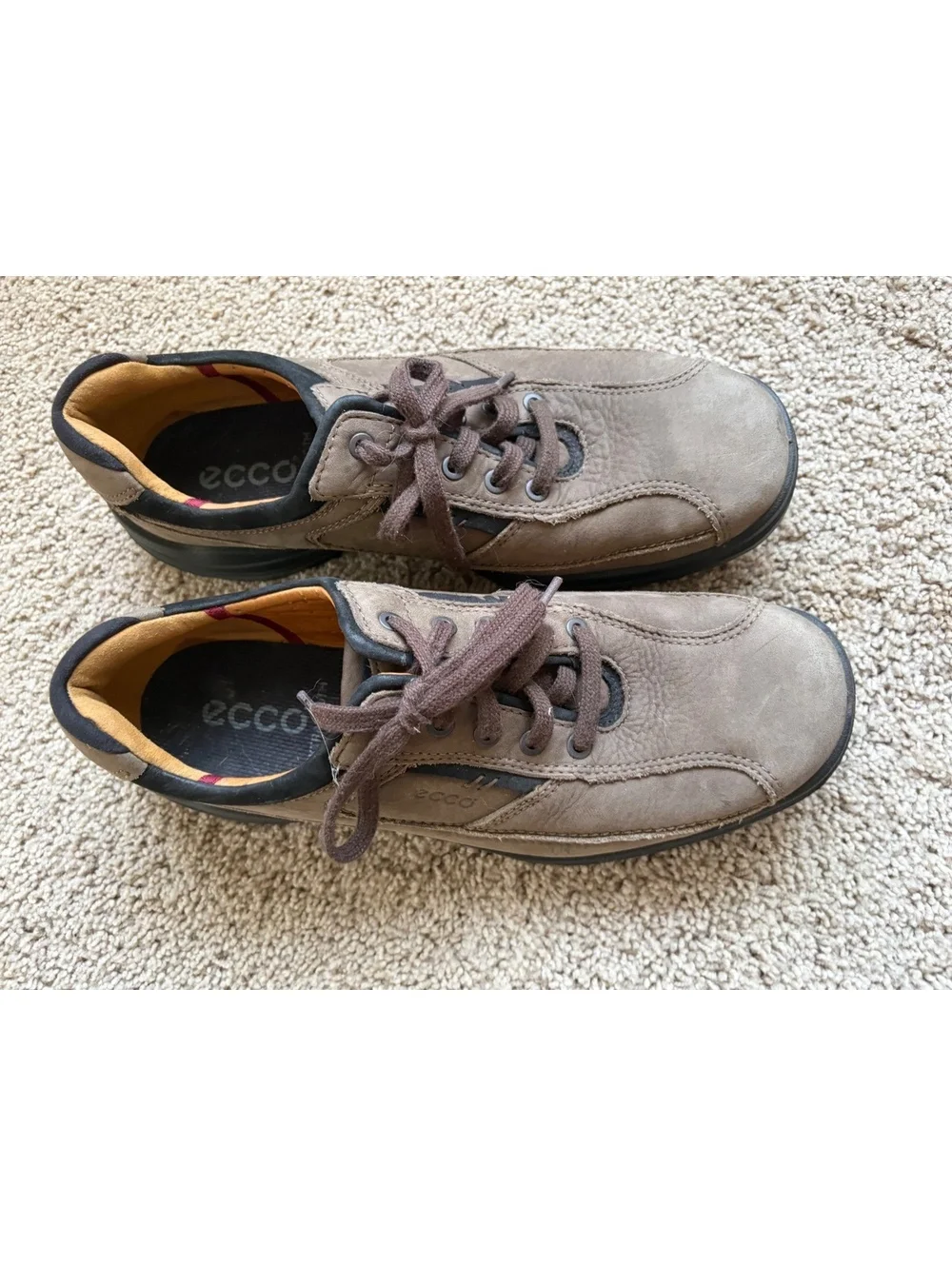 Men's ECCO brown nubuck leather comfort walking shoes sz 45 Extra width US 11.5